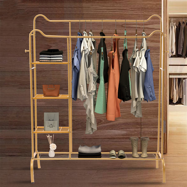 Mercer41 Didra Gold Clothing Display Rack Standing Clothes Rack Clothes